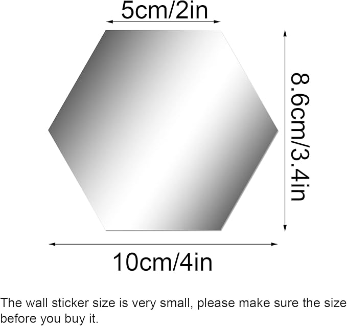 Shappy 32 Pcs Hexagon Mirror Wall Stickers, 10 x 8.6 x 5 cm - Image 2