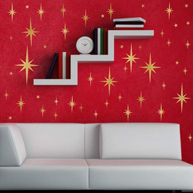 Star Wall Stickers Girls Room Wall Decals Sparkle Wall Decor Stick and Peel | Gold star stickers, wall decals, wall stickers, whimsy celestial decor, removable vinyl, for living room kids bedroom nursery - Image 6