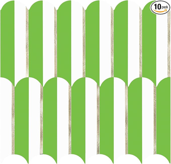 Vamos Tile Peel and Stick Backsplash Seamless Tile,Fish Scale,Matt,10-Sheet | 11.9''x10.8'',White & Grass Green PVC+Light Gold Stick on Backsplash Tile for Kitchen & Bathroom & Laundry & Camper by VamosTile