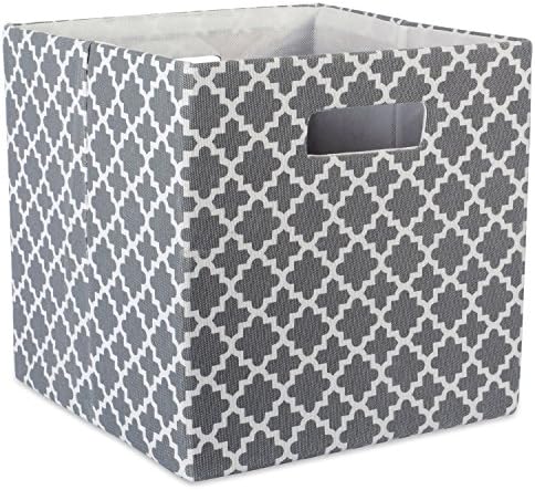 DII Hard Sided Collapsible Fabric Storage Container for Nursery, Offices, & Home Organization, (11x11x11) - Lattice Gray by DII