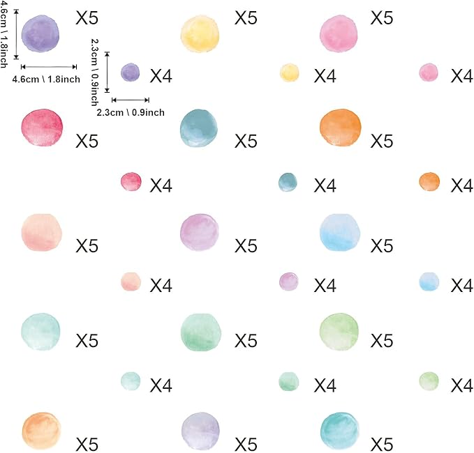 123 Pcs Pastel Polka Dots Wall Stickers, Colorful Round Wall Decal, Peel and Stick Rainbow Wall Stickers, Multicolor Circle Window Clings Decoration for Nursery Wallpaper Kids Bedroom Classroom Wall - Image 7