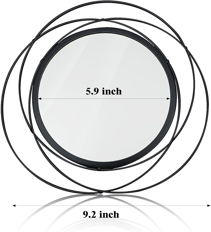 3 Set Round Mirrors for Wall Decor Living Room Bedroom Bathroom Dining Room Metal Circle Mirror Set Boho Decorative Sunburst Wall Art Accent Entryway - Black 9.5 in - Image 6