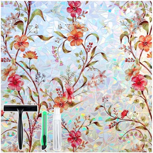 rabbitgoo Window Privacy Film Rainbow, Floral Cosmos, 17.5" x 78.7" by rabbitgoo