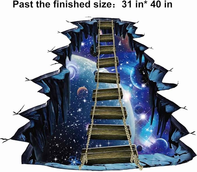 Quanhaigou Blue Galaxy Bridge Wall Sticker,3D Outer Space Decorations Decal for Home Decor Kids Bedroom Large - Image 5