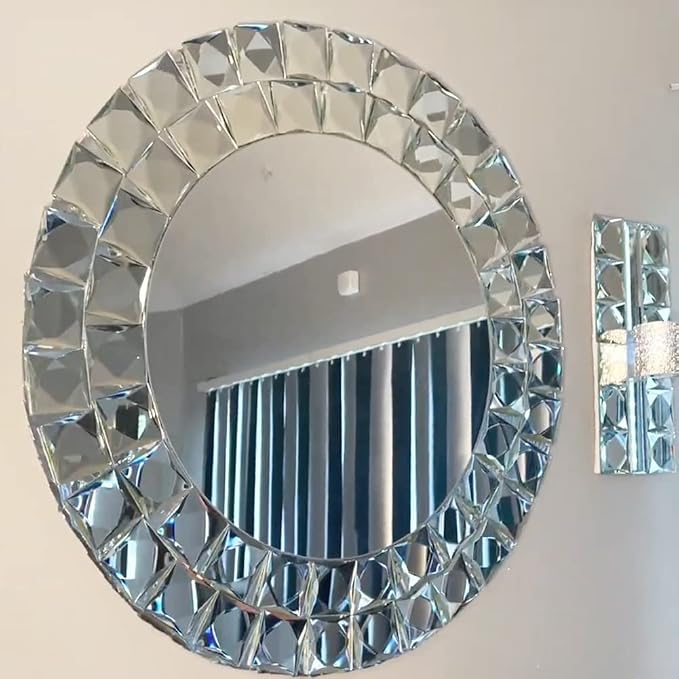 Lovdeco Peel and Stick 2" Mirror Glass Mosaic Tile 9 Faces Beveled Silver Crystal Mosaic Tile for Kitchen Backsplash, 12x10 Inch, 5 Sheets - Image 4