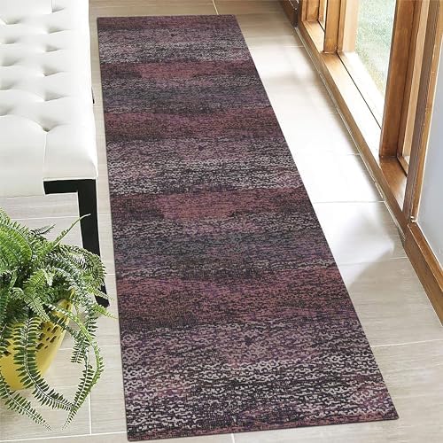 RUGSURE Washable Area Rug - 1/6 Thick - Stain & Water Resistant Non-Slip - Resistant Rug for Living Room, Bedroom, Nursery, Pet & Child Friendly, Vintage Charm Area Rugs (Burgundy, 2'6'' x 8') by RUGSURE