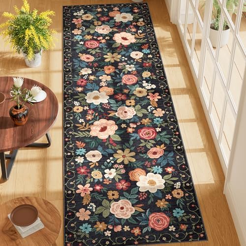DUKINO 2x7 Runner Rug for Hallway, Washable Runner Rug Non Slip, Black - Image 3