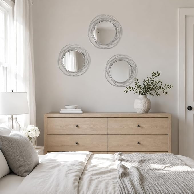 Silver Sunburst Mirror 12x12 Inch, Metal Sun Wall Decor, Small Round Decorative Wall Mirror for Living Room, Bedroom, Entryway, Bathroom - Image 7