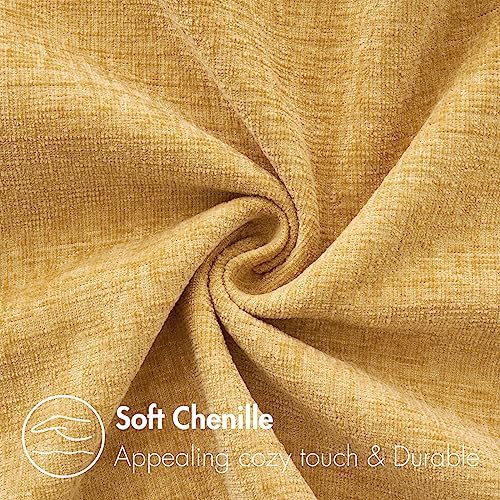 MIULEE Soft Chenille Throw Pillow Covers Gold 18x18 Inch Pack of 2 - Image 2
