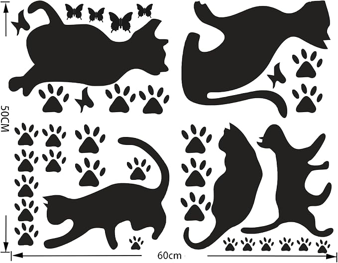 5 Pcs Black Cat Stickers Paw Patrol Party Wall Decal Butterfly Wall Decor, Removable Art Vinyl Door Decal Wallpaper for Family Bedroom Living Room Home Decorations - Image 6
