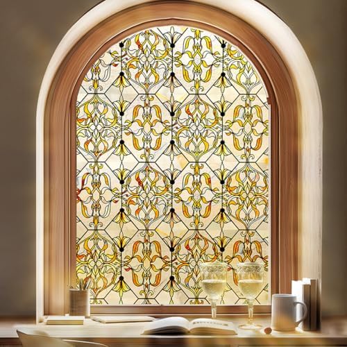 OHTMERU 3D Stained Glass Window Privacy Film Decorative Non-Adhesive by OHTMERU