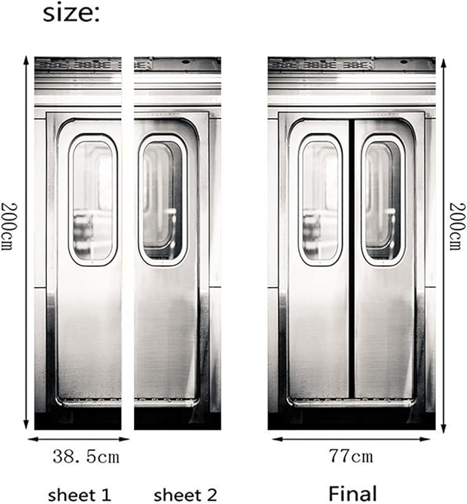 artfanke 3D Peel and Stick Door Sticker 30.3"x78.7"- Self-Adhesive Door Murals Wallpaper Poster - Subway Gate Wall Decal for Bedroom Decor (2 Sheets/Set) - Image 5