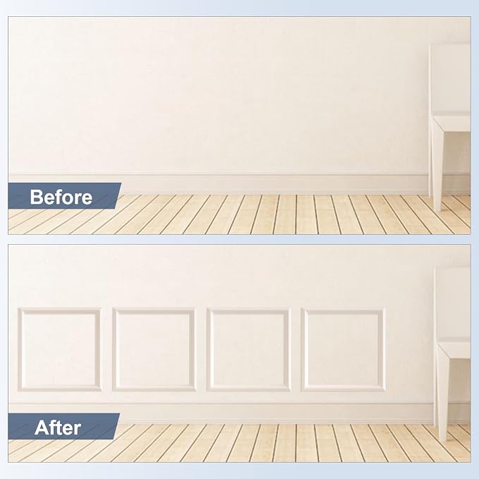 NeatiEase 4 Set Peel and Stick Wall Molding Trim Kit, 24" x24" Premade Wainscoting Panels, Self Adhesive Moulding Panel for Interior Walls Picture Frame - Image 3