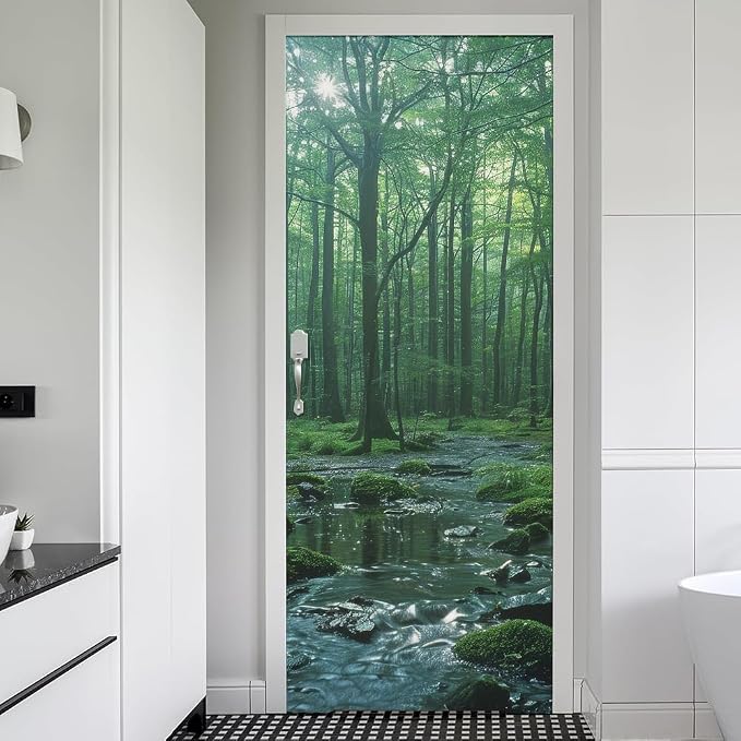 REDAMANCY 3D Forest Peel & Stick Decals - Waterproof, Removable Vinyl Door Mural & Wallpaper for Kitchen, Living Room, Bedroom by Unknown