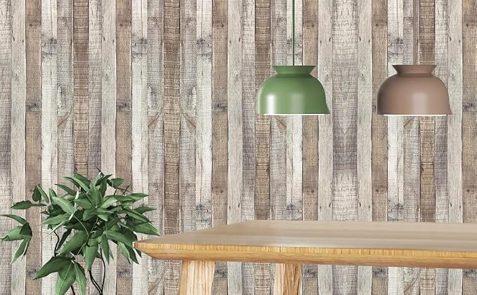 Wood Wallpaper Peel and Stick Faux Distressed Plank Self Adhesive Reclaimed Look Wall Decorative Vinyl Film Shelf Cover Thicker,17.3" × 472.4" - Image 5