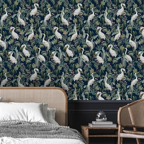 Peel and Stick Wallpaper Panels, Blue No Egrets, 8-Pack | 16 x 24 in panel size; Covers up to 21.33 sq ft; Vinyl peel & stick; No paste needed; Great for walls, shelves & cabinets. - Image 3