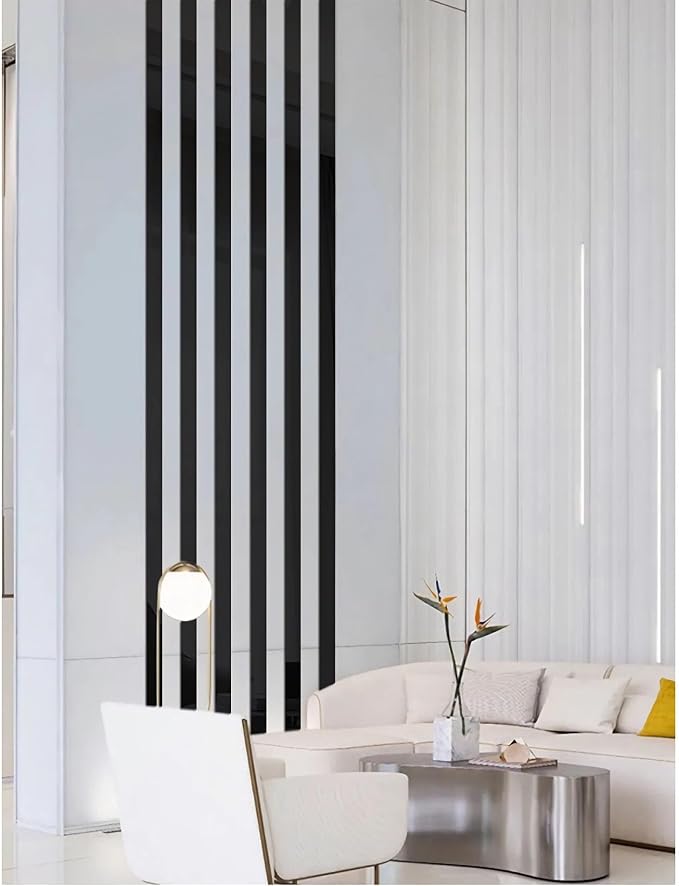 15 Pcs Self-Adhesive Flexible Molding Trim, Vibrant Mirror Like Stickers, Removable Decals Stickers for Wall Frames/Wallpaper Border/Waist Lines(Black) by Cilemou