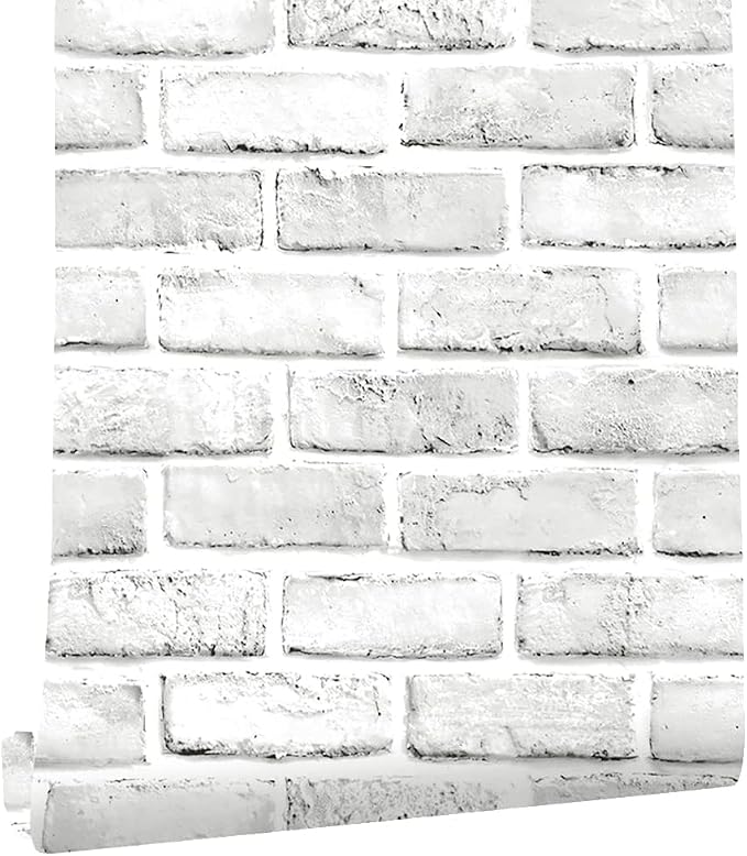 Cohoo Home White Brick Wallpaper Peel and Stick Contact Paper Faux 591”×18” | White Gray Brick Contact Paper for Walls Self Adhesive Removable Wall Covering for Kitchen, Bedroom, Fireplace & Backsplash by CohooHome