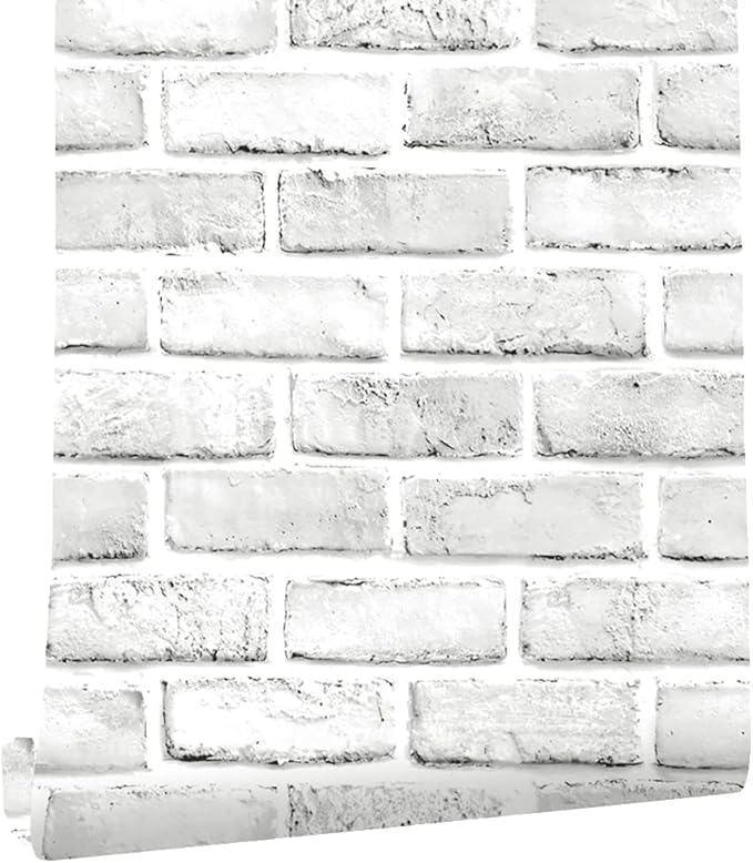 Cohoo Home White Brick Wallpaper Peel and Stick Contact Paper Faux 393”×18” | White Gray Brick Contact Paper for Walls Self Adhesive Removable Wall Covering for Kitchen, Bedroom, Fireplace & Backsplash - Image 6