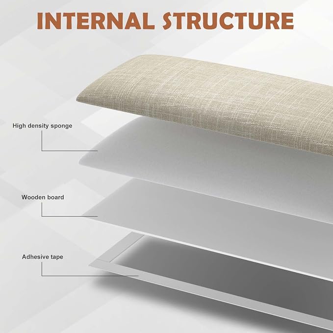 IFNOW Wall Mounted Headboard, Peel and Stick Panels, Beige, Queen | 3D Soundproof Acoustic Padding, Reusable and Removable, Tufted fabric Bed Headboard, for bedroom (9 Panels, 10" x 24") - Image 3