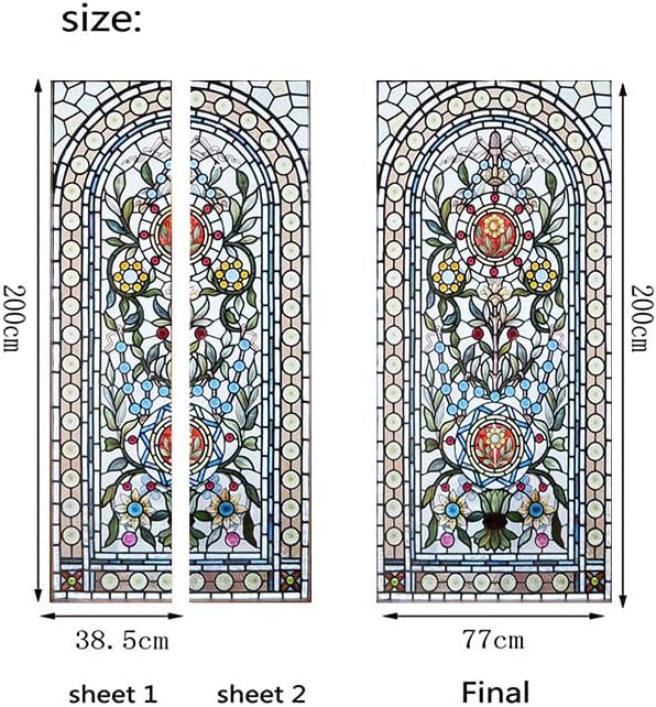 artfanke 3D Stained Glass Door Sticker Peel and Stick 30.3"x78.7"- Self-Adhesive Door Murals Wallpaper Decal for Living Room Bedroom Decor(2 Sheets/Set) - Image 6