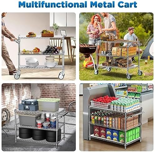 Commercial Rolling Utility Cart,45In Large Kitchen Carts with Wheels - Image 5