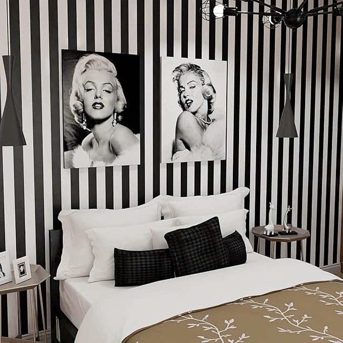 17.3”x120” Black and White Striped Wallpaper Peel and Stick Wallpaper Self-Adhesive Removable Waterproof Wall Paper for Walls Modern Vinyl Film - Image 4