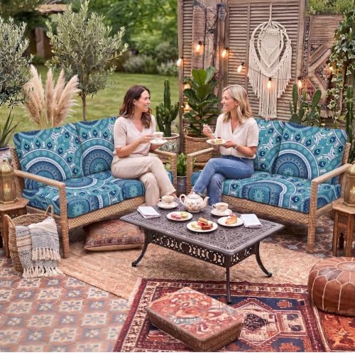 8Pcs Patio Cushion Covers Stretch Outdoor Furniture Protector Slipcovers - Image 2