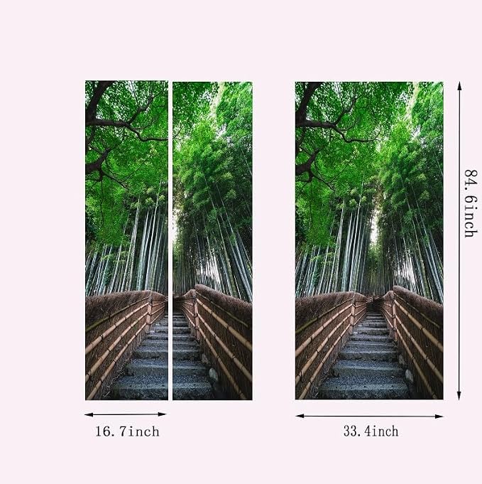 artfanke 3D Peel and Stick Door Murals 33.5"x84.6" - Self-Adhesive Door Wallpaper Stickers -Path in Forest of Bamboo Wall Poster Home Decor(2 Sheets/Set) - Image 5