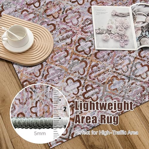 RUGSURE Washable Area Rugs, 3' x 5 ' - 1/6 Thick - Stain & Water Resistant Non-Slip - Perfect Resistant Rug for Living Room, Bedroom, Nursery, Pet & Child Friendly, Vibrant Colors Rugs, Purple - Image 6