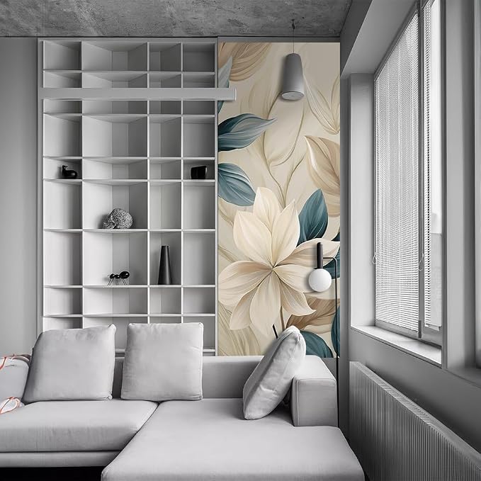 REDAMANCY Modern Neutral White Flower Peel and Stick Wall Stickers Vinyl 3D Mural Decals Wallpaper Self-Adhesive, Waterproof, Removable Decor for Kitchen, Living Room, Bedroom - Image 6