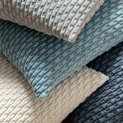 MIULEE Euro Sham Decorative Throw Pillow Covers 24x24 Cream White Corduroy - Image 5