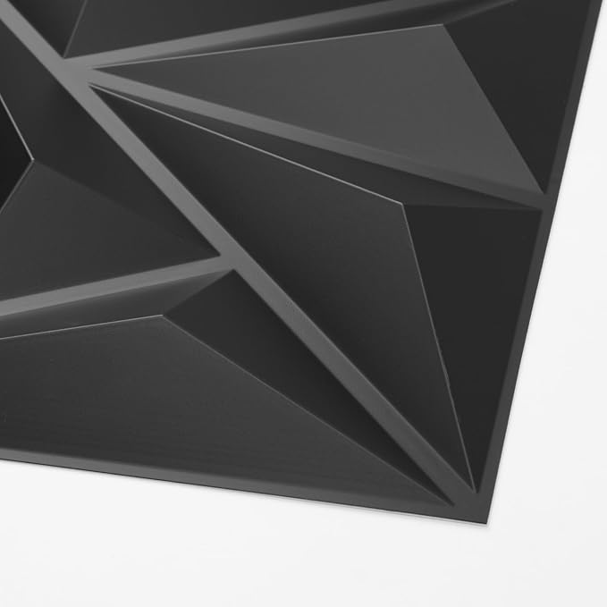 Art3d 100 Pack Decorative 3D Wall Panels 11.8 x 11.8 Inch Covering 97 Sq.ft - Glue Up PVC Wall Panels for Interior Wall Décor, Living Room, Office and Home, Black - Image 3