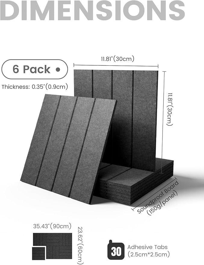 Fluxynara 36" x 24" Large Felt Bulletin Board, Charcoal Gray | 6 Pack Cork Board Alternative with 30 Safe Adhesive Tabs, Felt Pin Boards for Wall Decor, Home, Office, Classroom, Dorm - Image 2