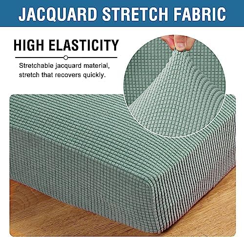 H.VERSAILTEX Super Stretch Individual Seat Cushion Covers Sofa Covers Couch Cushion Covers Slipcover Sets Thick Jacquard Textured Twill Fabric (1 Piece Chair Cushion Cover, Sage) - Image 4