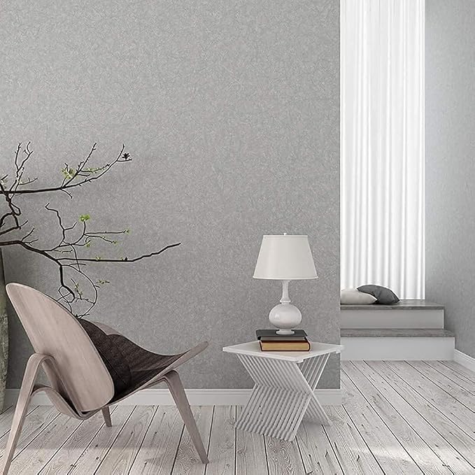 Silver Grey Wallpaper Peel and Stick Embossed Self Adhesive Contact Paper | 11.8" X 78.7" Removable Home Decoration Silk Vinyl Wrap Cabinet Countertops Furniture Renter Friendly Shelf Paper - Image 2