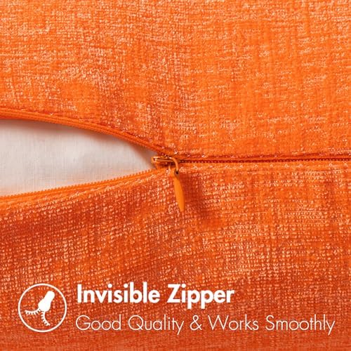 MIULEE Chenille Fall Throw Pillow Covers Bright Orange 18x18 Pack of 2 - Image 5
