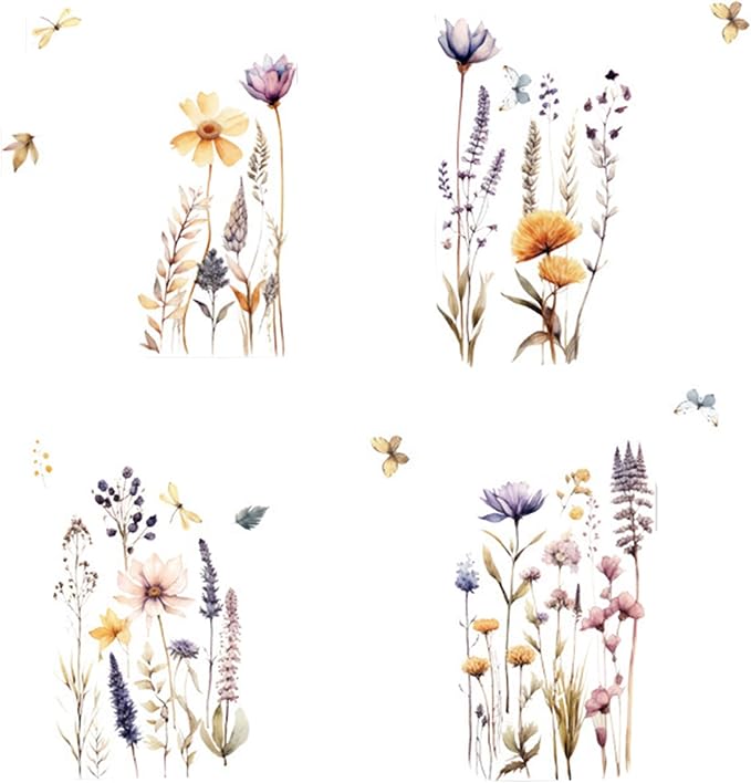 Wildflower Wall Decals Wall Decor Boho Flower Stickers, Dandelion Grass Wall Art Murals, 3D Flower Pattern Self-Adhesive Wall Stickers for Girls Bedroom Living Room Nursery Decor - Image 7