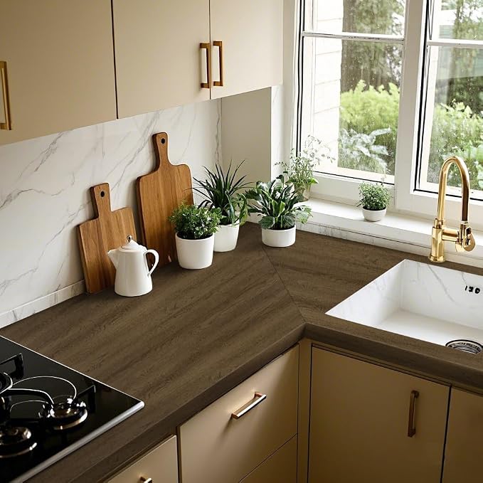 Wood Contact Paper, Walnut Wood Peel and Stick Wallpaper for Cabinets Textured, Self Adhesive Waterproof Wood Grain Wall Paper Easy to Clean for Furniture Countertops Drawer Shelf Liner 15.7"×472.4" - Image 9