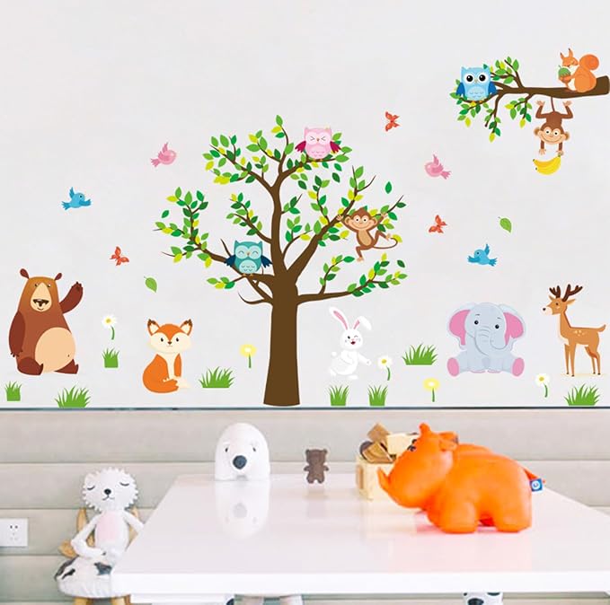 Arawat Animal Tree Wall Decals Decor for Bedroom Living Room Zoo Stickers for Living Room 3D DIY Wall Décor Stickers & Murals Art as Decorations - Image 2