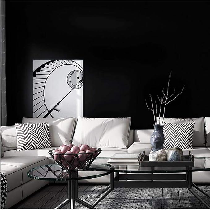 Yasinet Peel and Stick Wallpaper Black Wallpaper Black Contact Paper Modern ThickeningWaterproof Self Adhesive Removable Wall Paper Deco for Wall Bedroom Covering Countertop Cabinet Vinyl 17.7" x118" - Image 5