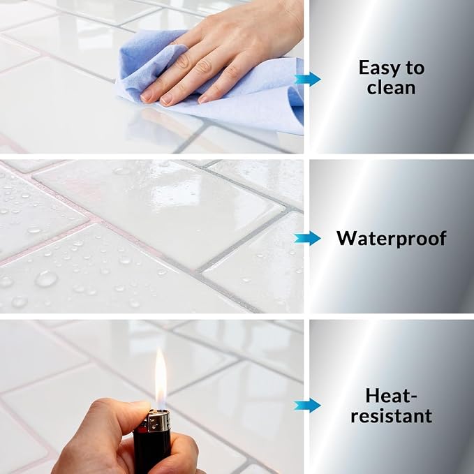 Peel and Stick BacksplashJoysticky 10-Sheet Peel and Stick Backsplash, 12" * 12" Laser Crystal Texture Stick on Tiles Backsplash for Kitchen & Bathroom，Thicker Design Peel and Stick Wall Tiles - Image 6