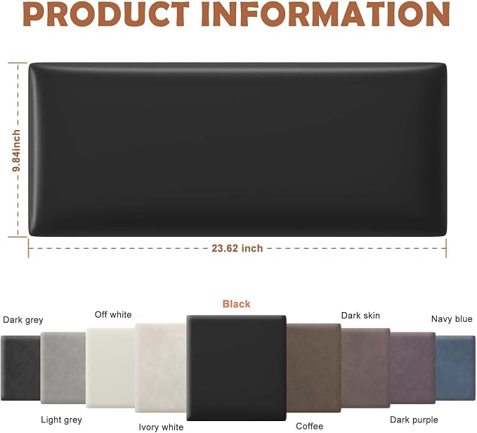 IFNOW Wall Mounted Headboard, Peel and Stick Panels, Black, King | Upholstered 3D Soundproof Acoustic Panels, Reusable and Removable, Padded Leather Bed Headboard, 12 Panels, 9.84" x 23.62" - Image 2