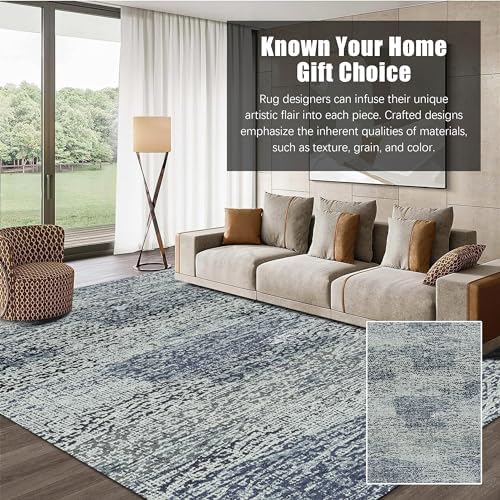 RUGSURE Washable Area Rug - 1/6 Thick - Stain & Water Resistant Non-Slip - Resistant Rug for Living Room, Bedroom, Nursery, Pet & Child Friendly, Vintage Charm Area Rugs (Grey+LightTeal, 4' x 6') - Image 3