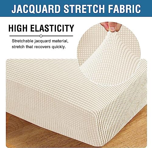 H.VERSAILTEX Super Stretch Individual Seat Cushion Covers Sofa Covers Couch Cushion Covers Slipcover Sets Thick Jacquard Textured Twill Fabric (1 Piece Chair Cushion Cover, Natural) - Image 4