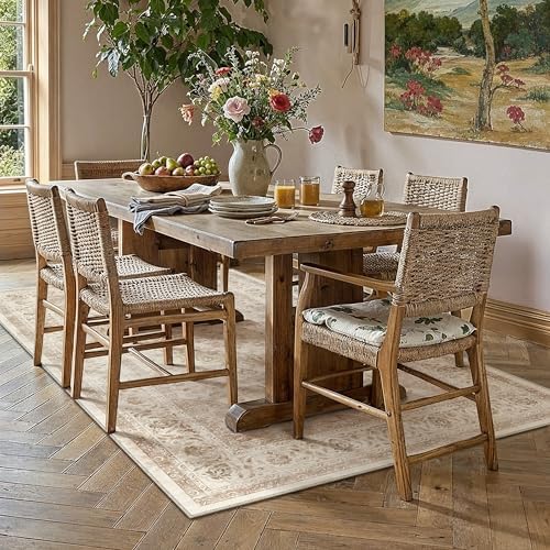 5x7 Beige Washable Area Rug Non Slip Vintage Carpet - Image 3