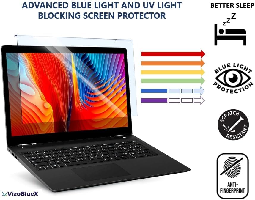 VizoBlueX - 15.6 inch Diagonal Blue Light Blocking Screen Protector Filter. Panel LED PC Laptop Anti-UV Eye Protection Panel Cover - Hanging Type Fits Apple MacBook Air 15 (W 14" X H 8.5") - Image 3