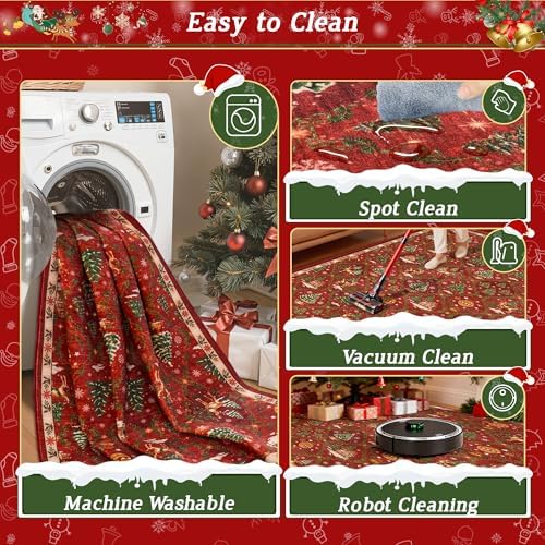 Madane Christmas Kitchen Runner Rug 2x5, Washable Red Hallway Rugs Non-Slip - Image 7