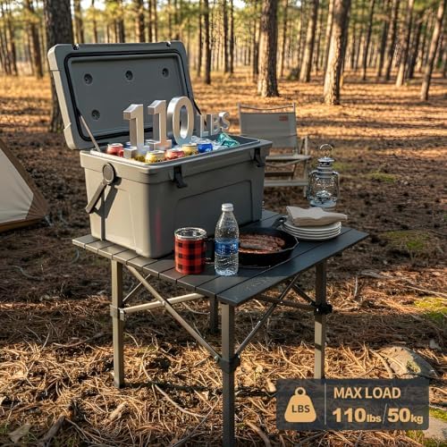 Folding Camping Table, Portable Lightweight Beach Tables for Sand Foldable, Aluminum Roll-up Folding Square Table for Outdoor Camping, Picnic, Card, Travel - Image 5