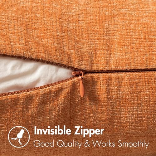 MIULEE Soft Chenille Fall Throw Pillow Covers Orange 16x16 Inch Pack of 2 - Image 5